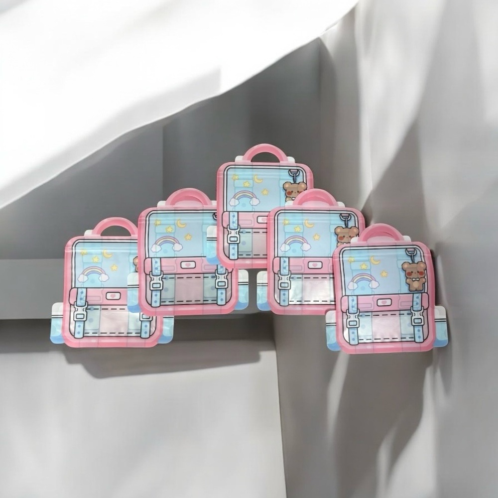 Cute Pink and Blue Bear Backpack Plastic Zip Bags